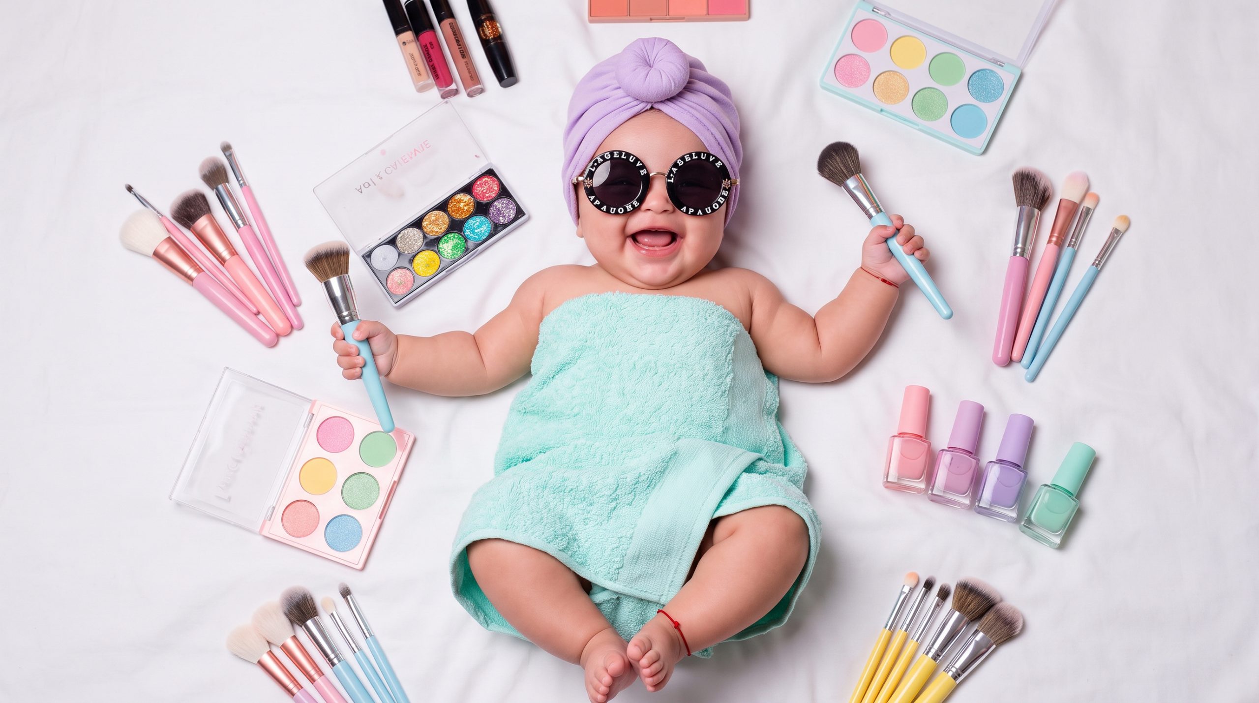 Baby’s Playful Beauty Day: A Cute and Colorful Moment